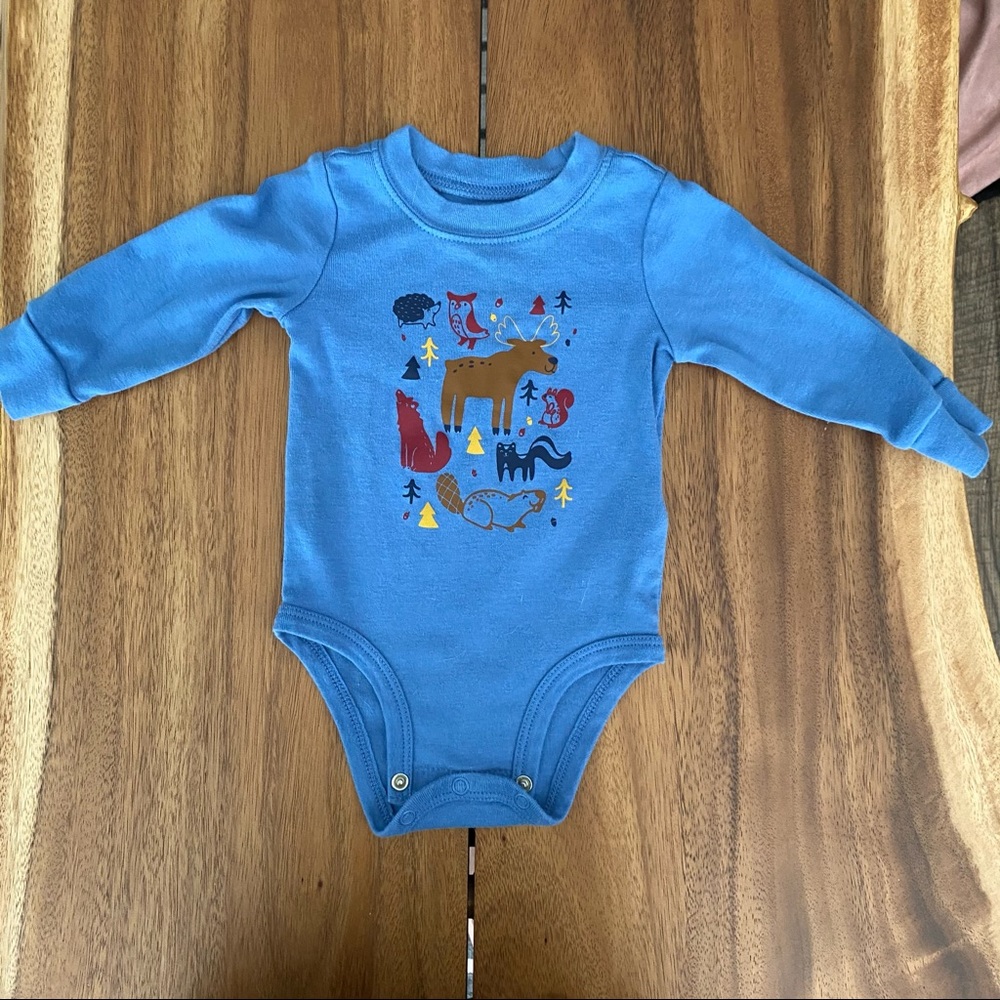 Long sleeve woodland animal onesie